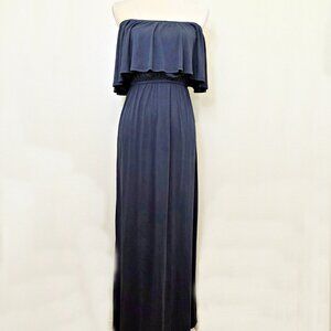 Women's SOCIALITE Off The Shoulder Strapless Maxi Blue Dress Sz Small EUC